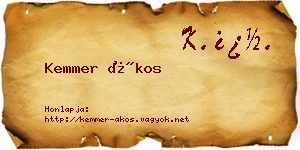 Kemmer Ákos névjegykártya